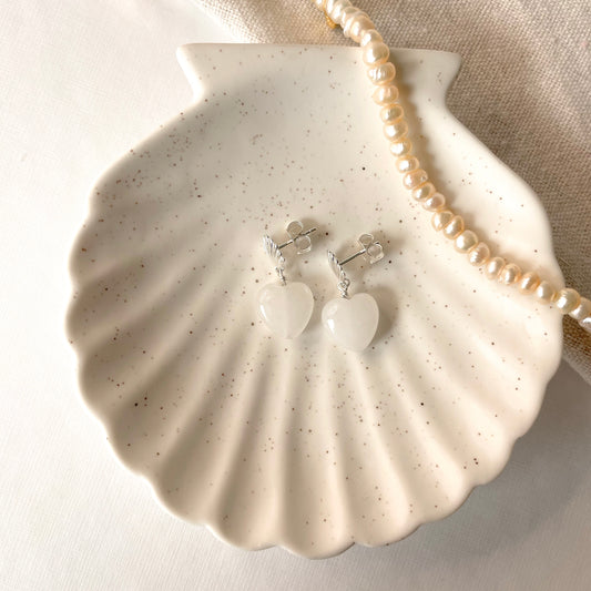 Muslinge ørestik med kvarts hjerte