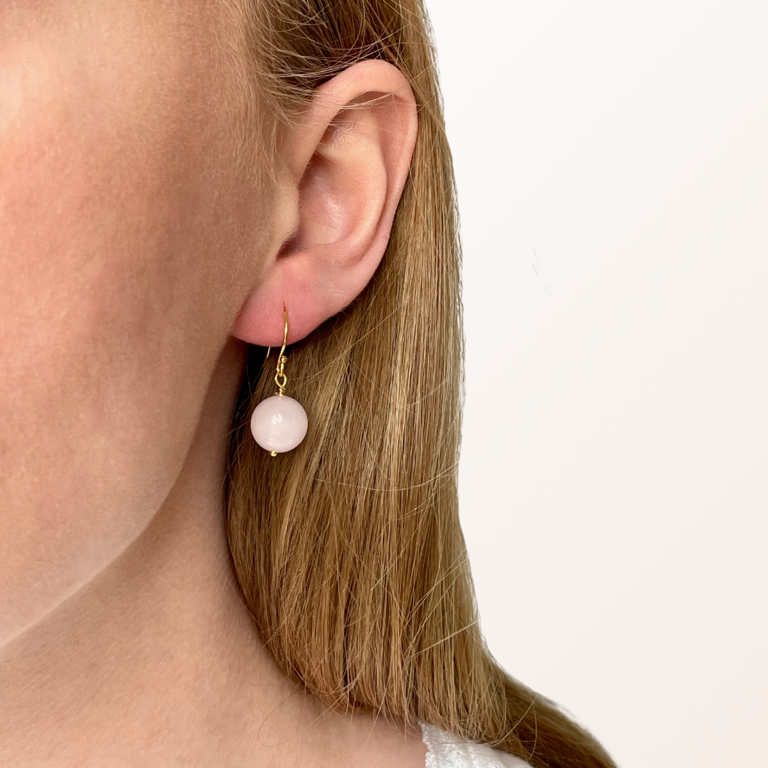 Håndlavede øreringe med rosakvarts