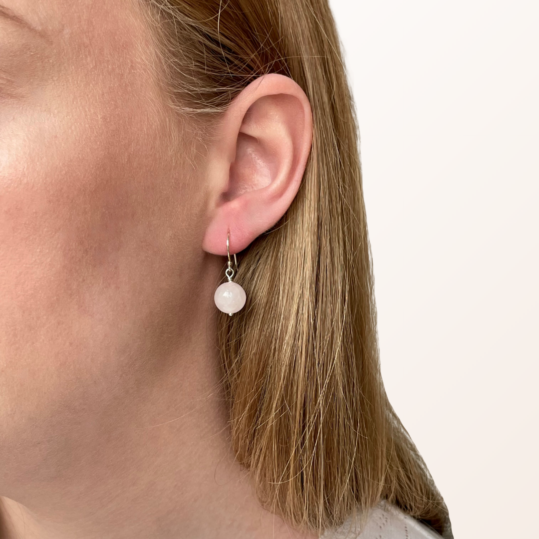 Sølv ørekrog med rosakvarts