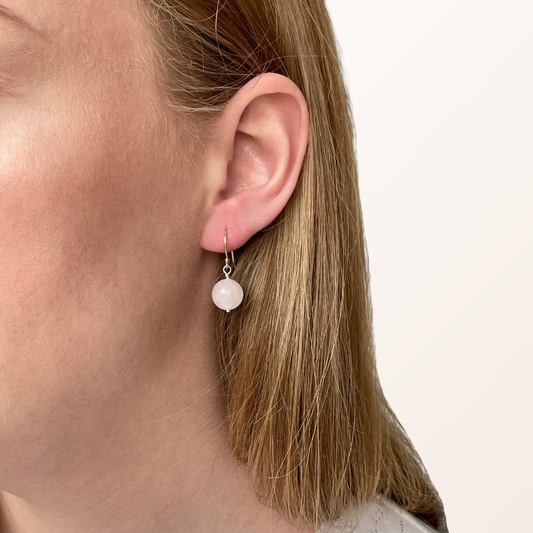 Sølv ørekrog med rosakvarts