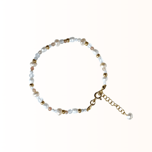 Grace armbånd i forgyldt sterling sølv - Delikat perleskønhed i rosa nuancer  - Opal Smykker