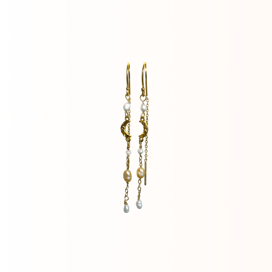 Luna øreringe guld - Delikat måne - Opal Smykker