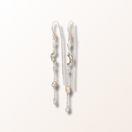 Luna øreringe sølv - Delikat måne - Opal Smykker