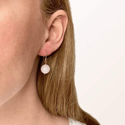 Rosa øreringe guld - Rosakvarts - Opal Smykker