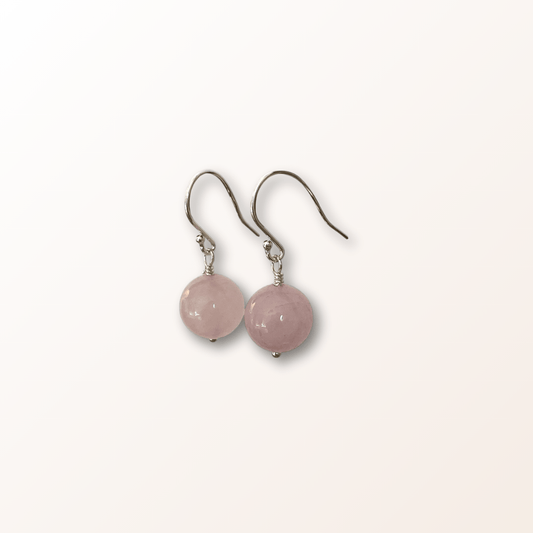 Rosa øreringe sølv - Rosakvarts - Opal Smykker